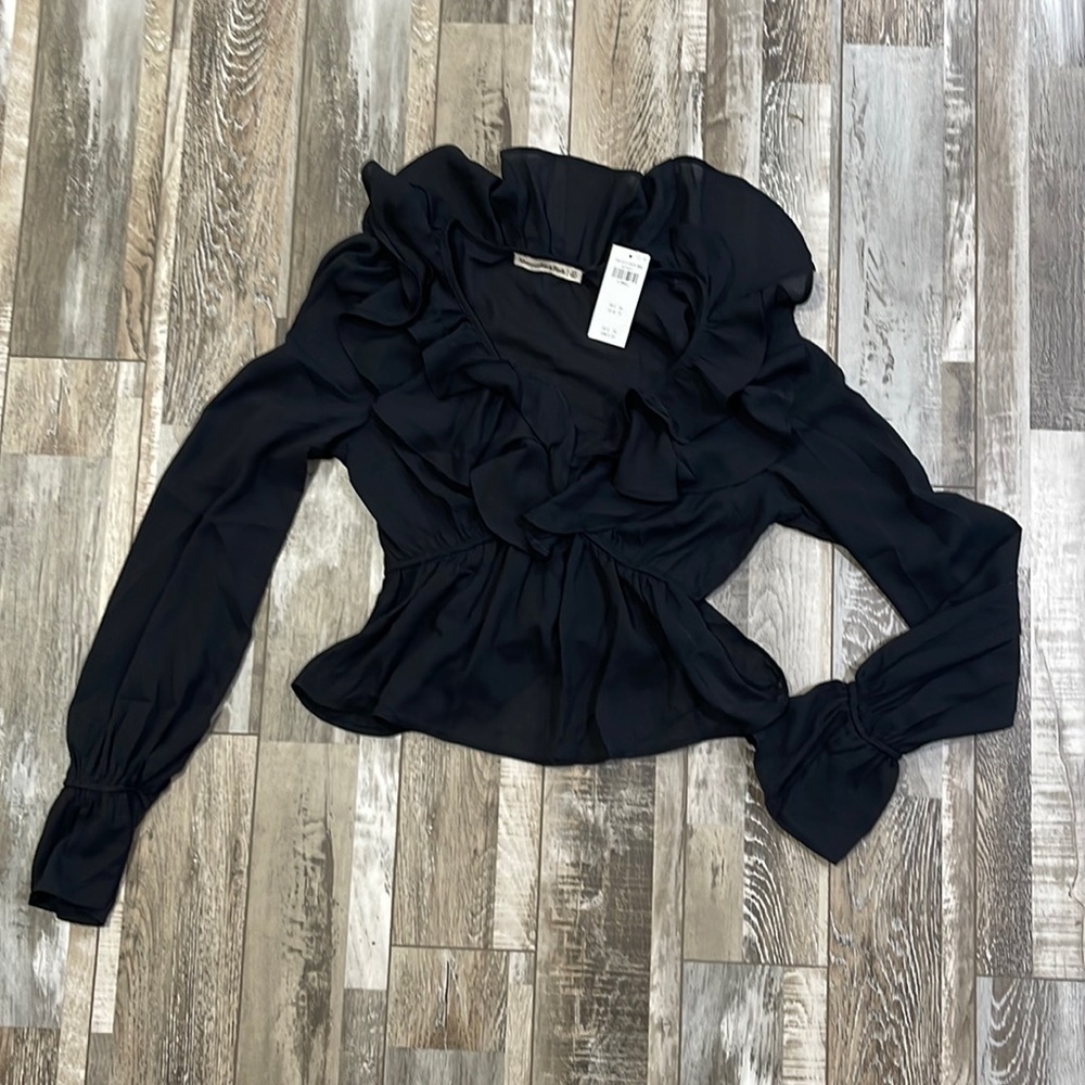 ABERCROMBIE & FITCH Sheer Black Blouse XS